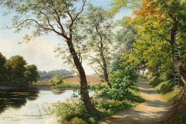 A View Of Mosegangen At Orholm Oil Painting - August Carl Vilhelm Thomsen