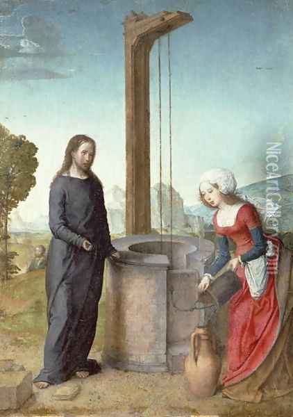 Christ and the Woman of Samaria Oil Painting - Flandes Juan de