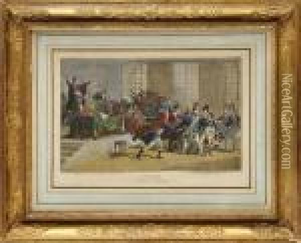 Le General Bonaparte Au Conseil Des Cinq Cents, Saint Cloud Oil Painting - Charles-Melchior Descourtis