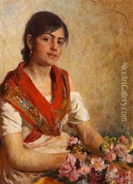 Nannina, En Neapolitansk Blomstersaelgerske Oil Painting - Peder Severin Kroyer