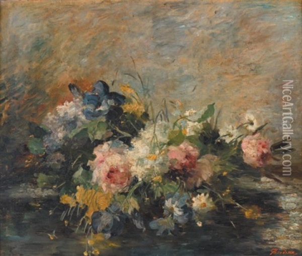 Bouquet De Fleurs Oil Painting - Marie (Mme. Beloux-Hodieux) Hodieux
