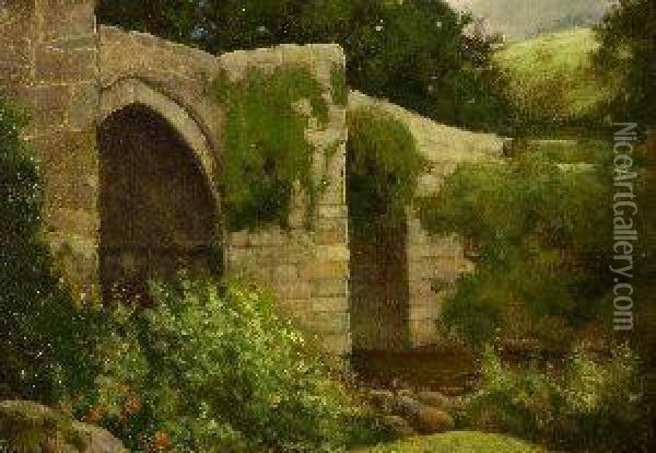 Charles Waldo Adin . Stone Bridge Oil Painting - Charles Waldo Adin