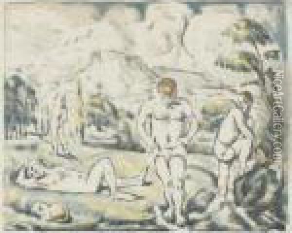 The Large Bathers Oil Painting - Paul Cezanne