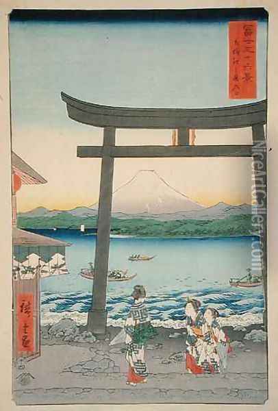 The Entrance to Enoshima in Sagami Province from Thirty Six Views of Mount Fuji Oil Painting - Utagawa or Ando Hiroshige