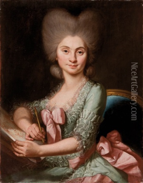 Portrait De Femme Dessinant Oil Painting - Johann Ernst Heinsius