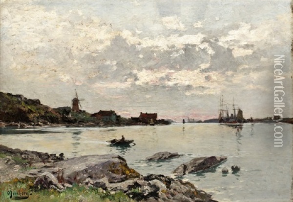 Stockholms Inlopp Oil Painting - Olof August Andreas Jernberg