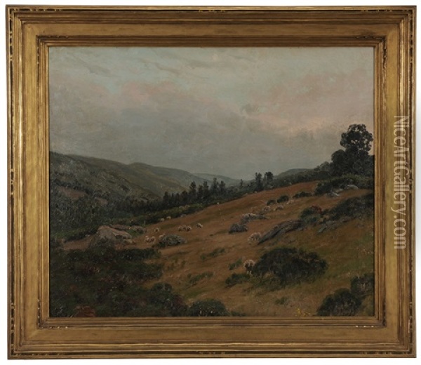 Sheep On A Rocky Hillside Oil Painting - Ben Foster