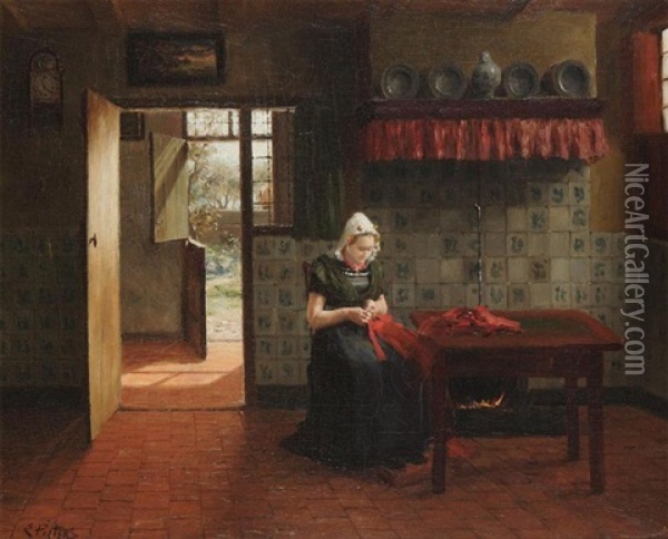 Travaux Domestiques Oil Painting - Evert Pieters