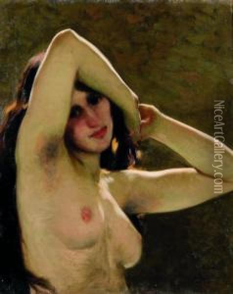 Giovane Ragazza Nuda Oil Painting - Cesare Viazzi