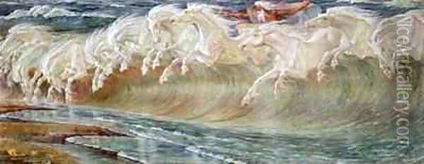 Neptunes Horses Oil Painting - Walter Crane