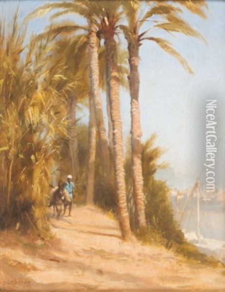 Mulet Aux Environs Du Caire Oil Painting - Frederic Dufaux
