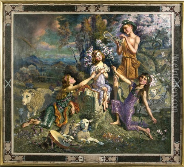 ''fruhlingslandschaft Mit Familie Wilson'' Oil Painting - William Irving