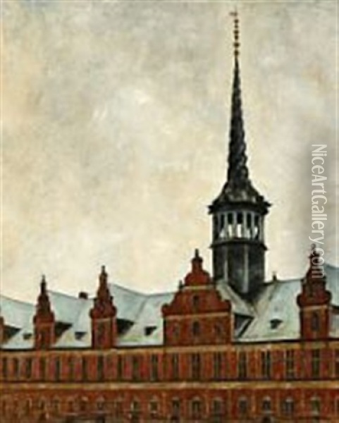 View From The Danish Stock Exchange Oil Painting - Svend Hammershoi