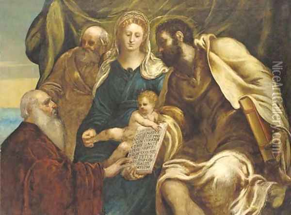 The Holy Family and the Doge Ranieri Oil Painting - Jacopo Robusti, II Tintoretto