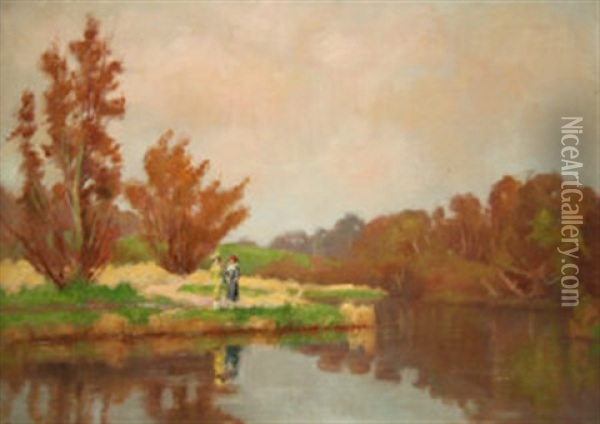 Evening Stroll Oil Painting - Thomas Bond Walker