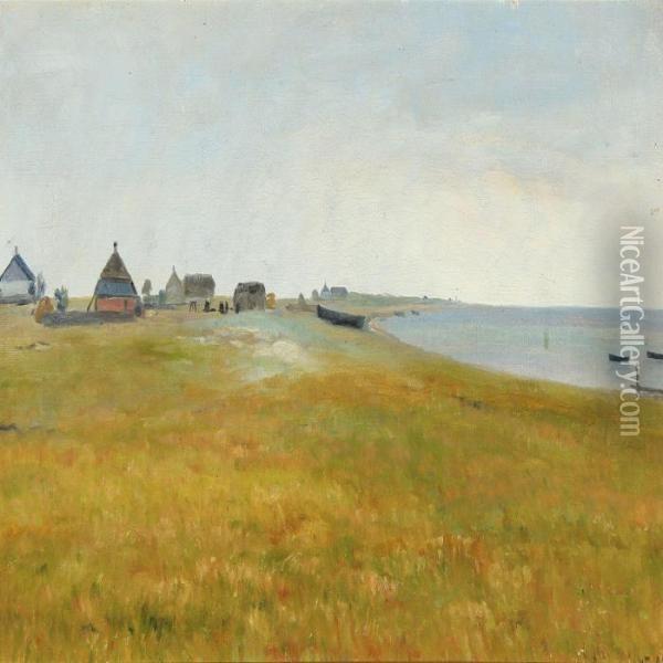 Coastal Scenery With Houses Oil Painting - Albert Edward Wang
