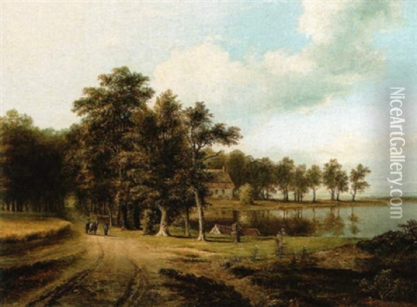 A Wooded Landscape Oil Painting - Cornelis Jan Bolt