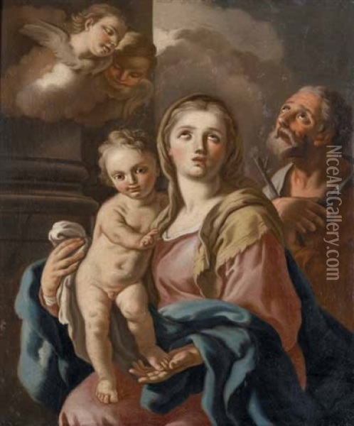 Sacra Famiglia Oil Painting - Paolo de Majo