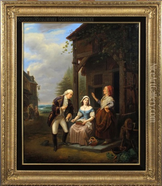 La Demande En Mariage Oil Painting - Jean Henri de Coene
