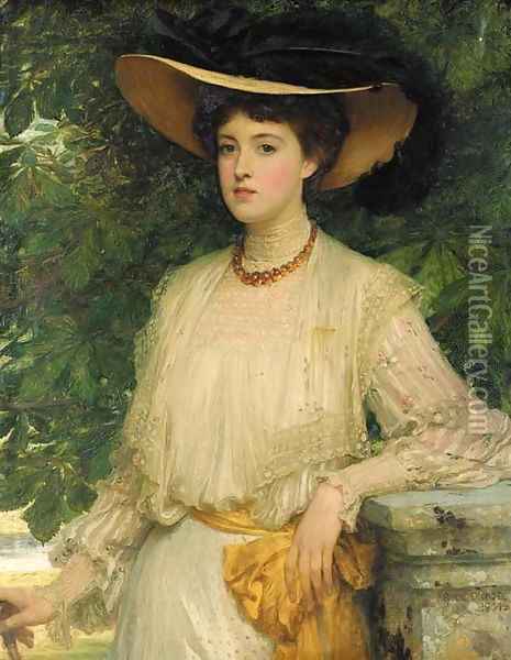 Portrait of Margaret, daughter of J.C. imThurn Esq. Oil Painting - Sir Frank Dicksee