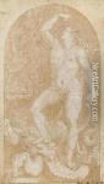 Apollo Als Sieger Uberden Drachen Oil Painting - Giulio Romano
