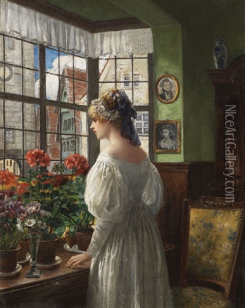 Dame Am Fenster Oil Painting - Carl Rohling