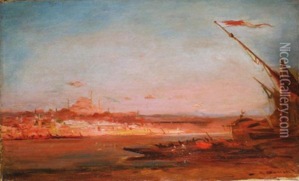 Soleil Couchant A Constantinople Oil Painting - Henri Duvieux