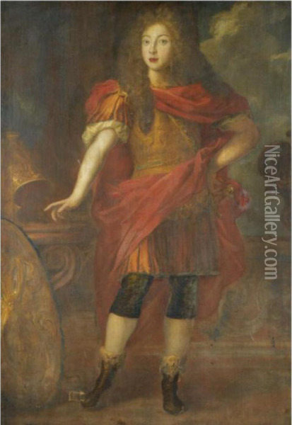Portrait Of A Nobleman, Full Length, Wearing Classical Dress Oil Painting - Gerrit Van Honthorst