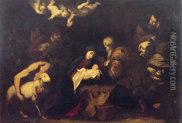 Adoration Of The Shepherds Oil Painting - Jusepe de Ribera