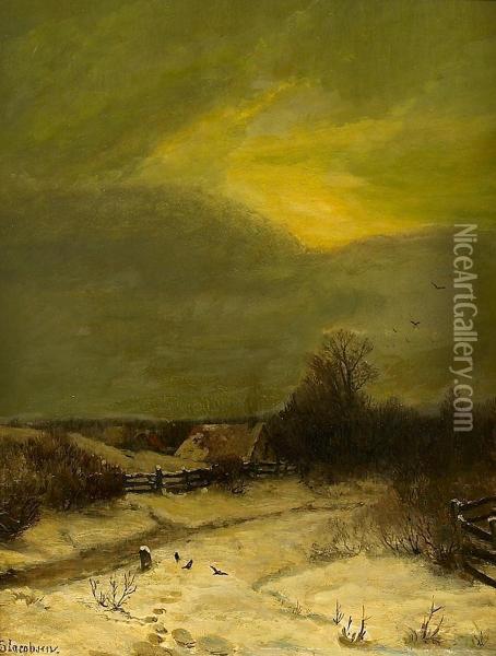 Winterabend Oil Painting - Sophus Jacobsen