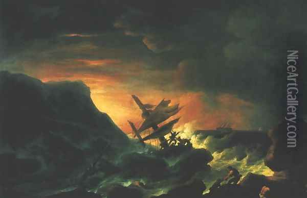 Storm Oil Painting - Franciszek Ksawery Lampi
