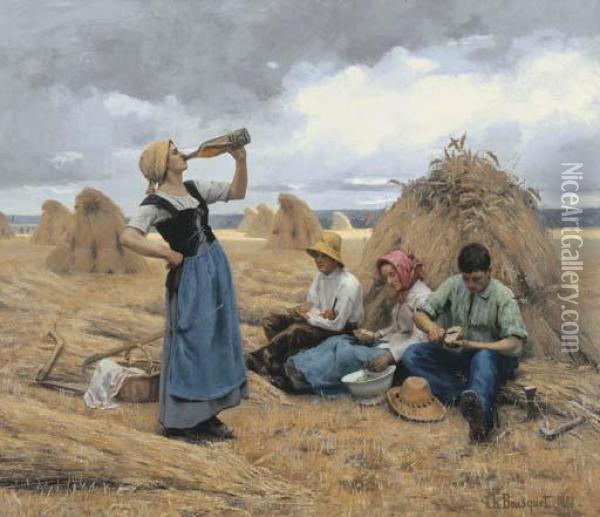 The Harvester's Lunch Oil Painting - Charles Bousquet