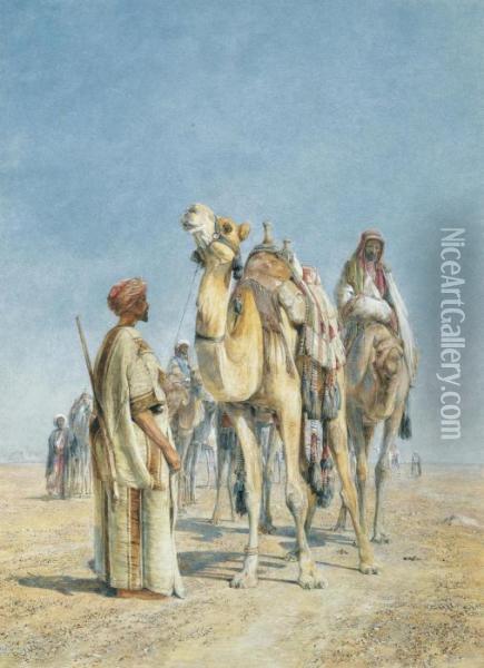 Halt In The Desert Oil Painting - John Lewis Brown