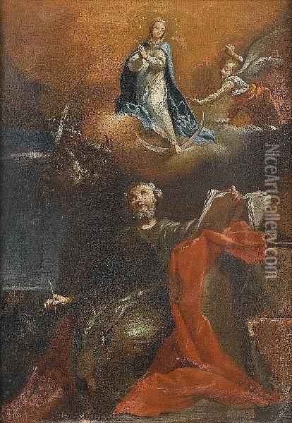 Saint John The Evangelist On The Island Of Patmos Oil Painting - Antonio Crespi