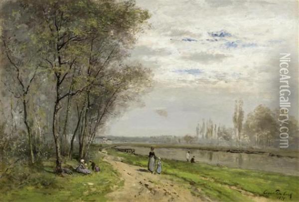 River Landscape With Figures Oil Painting - Cesar De Cock