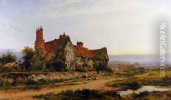 An Old Surrey Home Oil Painting - Benjamin Williams Leader
