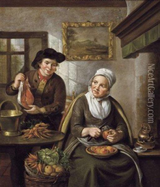 Scene Domestique Oil Painting - Jan Adriaen Antonie De Lelie