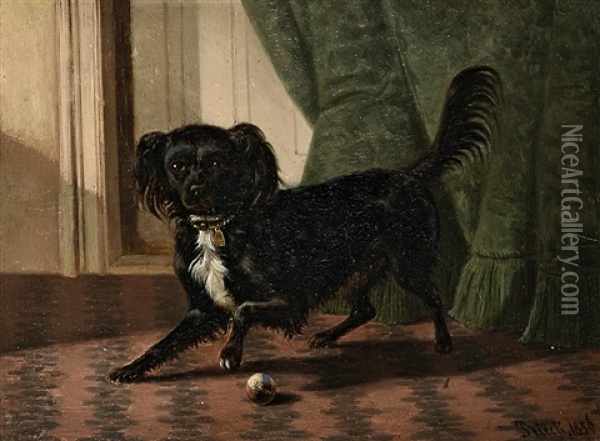 Hundchen Mit Ball Oil Painting - Emil Rieck