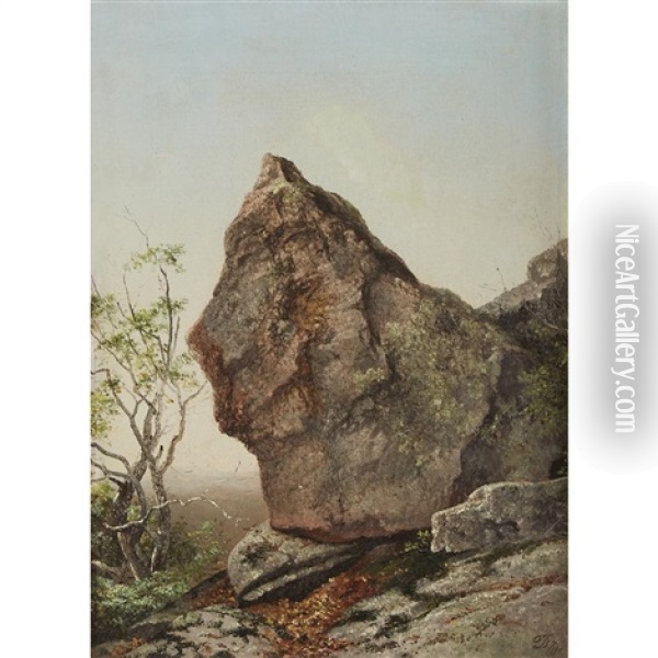 On Top Of The Torn Mountain - Ramapo (study) Oil Painting - David Johnson