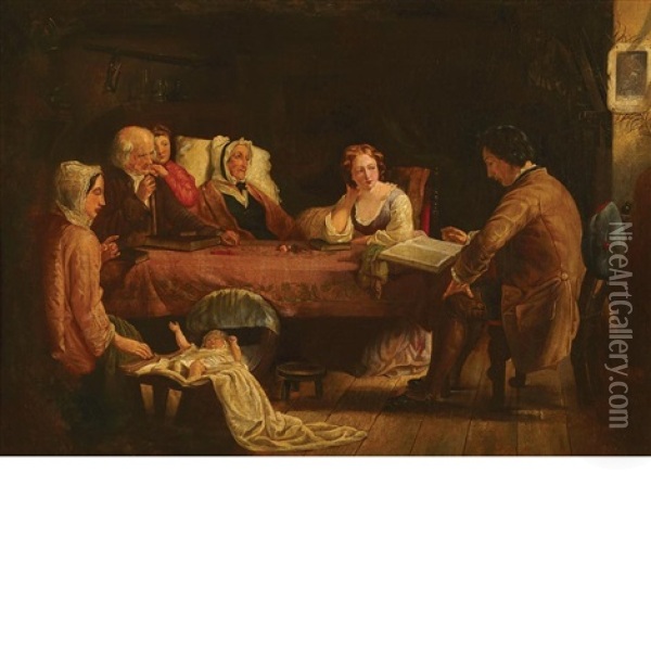 Reading The Scripture Oil Painting - Francis William Edmonds