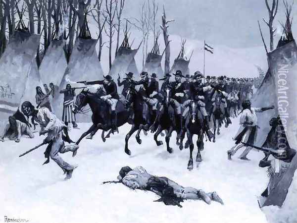 Battle of Washita Oil Painting - Frederic Remington