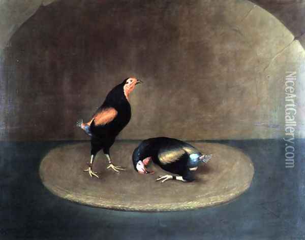 Cockfighters Oil Painting - J. Francis Sartorius