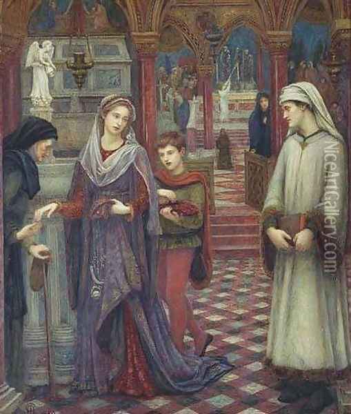 Dante and Beatrice Oil Painting - Maria Euphrosyne Spartali, later Stillman