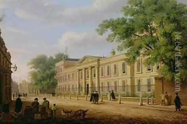 View of Emmanuel College Cambridge University Oil Painting - Richard Bankes Harraden