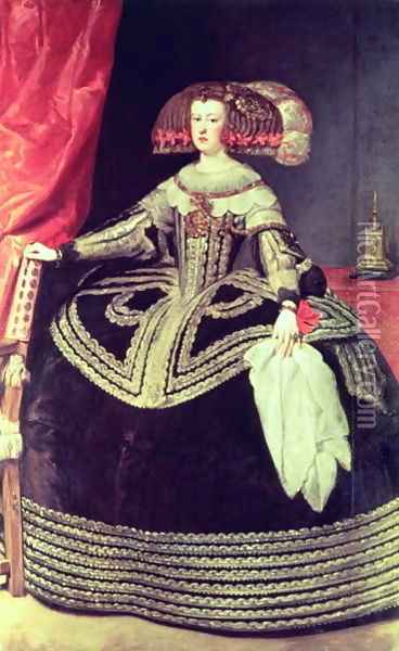 Queen Maria Anna of Spain Oil Painting - Diego Rodriguez de Silva y Velazquez