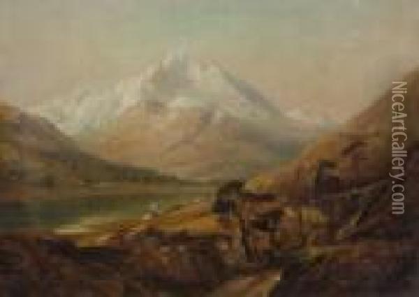 Mountain Landscape Oil Painting - Thomas Creswick
