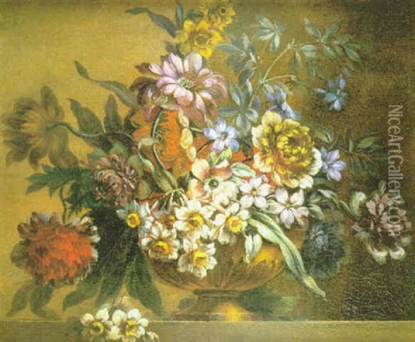 Flores Sobre Una Repisa Oil Painting - Gasparo Lopez