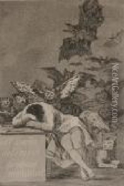 El Sueno De La Razon Produce Monstruos Oil Painting - Francisco De Goya y Lucientes
