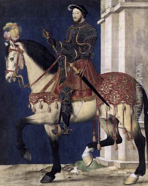 Portrait of Francis I, King of France c. 1540 Oil Painting - Francois Clouet
