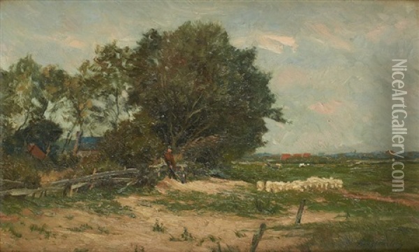 Berger Et Son Troupeau Oil Painting - Franz Courtens